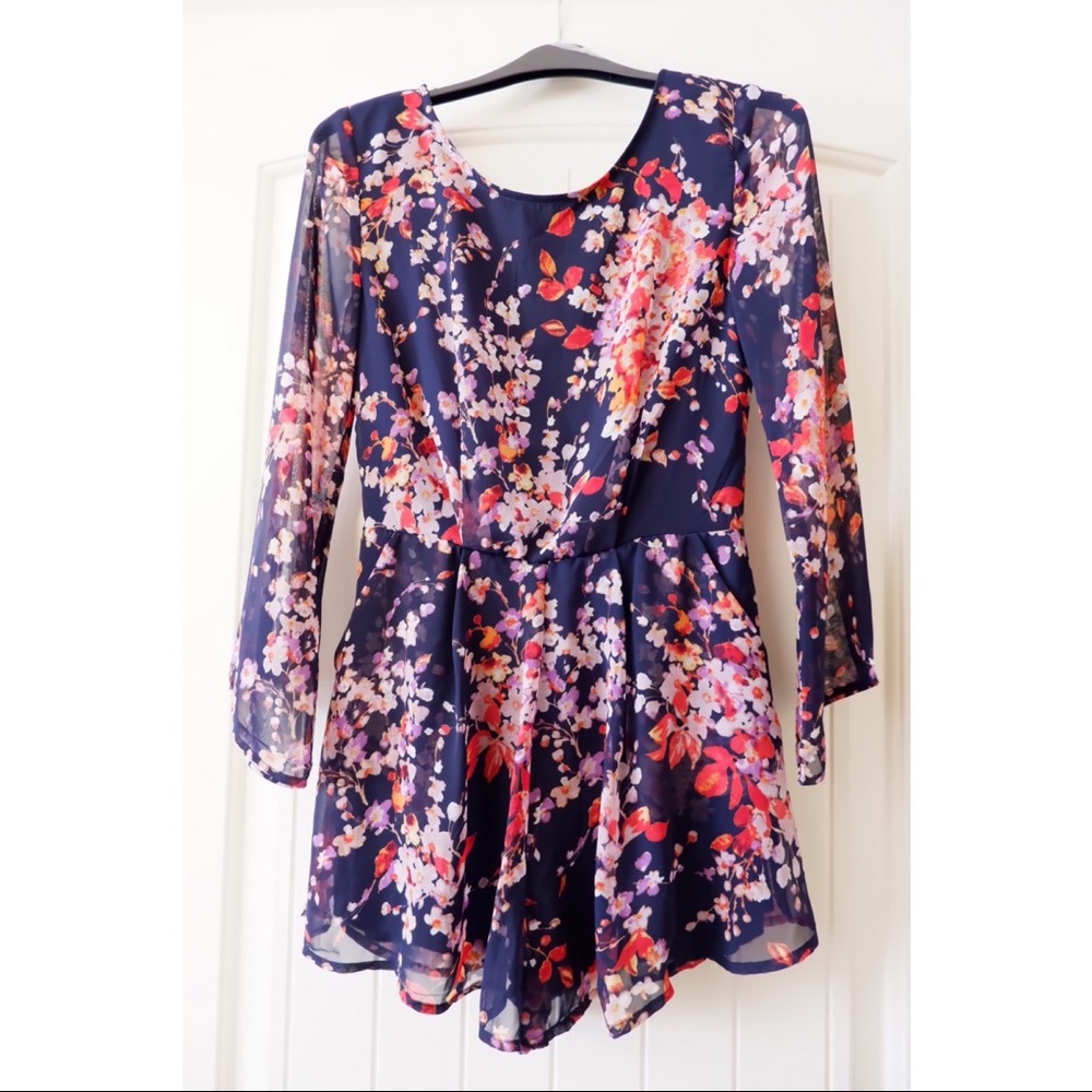 NWT Lush Navy Floral Romper